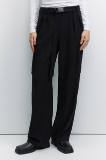 брюки женские Брюки-карго широкие костюмные с текстильным ремнем Befree