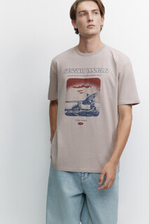 футболка мужская Футболка slim хлопковая с принтом и надписью Befree