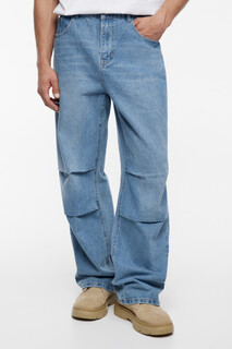 брюки джинсовые мужские Джинсы wide широкие объемные с вареным эффектом Befree