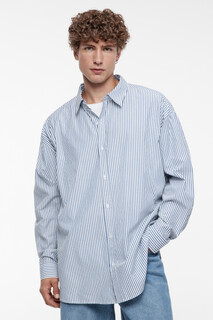 верхняя сорочка мужская Рубашка классическая прямая с принтом в полоску Befree