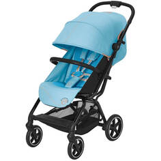 Детская коляска Cybex Eezy S+ 2 BLK Beach Blue с дождевиком и бампером
