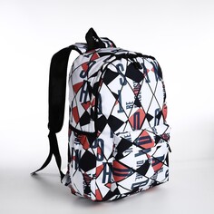 Рюкзак на молнии, 3 наружных кармана, цвет черный/красный NO Brand