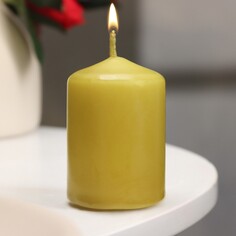 Свеча - цилиндр, 4×6 см, 9 ч, оливковая Дарим Красиво