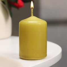 Свеча - цилиндр, 4×6 см, 9 ч, оливковая Дарим Красиво