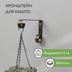 Кронштейн для кашпо, кованый, 17 см, металл, бронзовый NO Brand