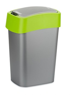 Контейнер для мусора FLIP BIN серебристый/зеленый 10л Curver