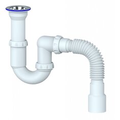 Сифон для мойки, трубный, 1" 1/2, 40х40/50, пластик, с выпуском, Unicorn, Y120