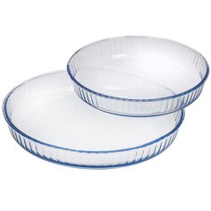 Набор посуды жаропрочной стекло, 2 шт, круглый, 1.9, 2.7 л, круглый, Daniks, 145022