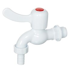 Кран водоразборный, 1/2" (15 мм), пластик, ручка-флаг, со штуцером, индивидуальная упаковка, ComfortFactor, 49852-10