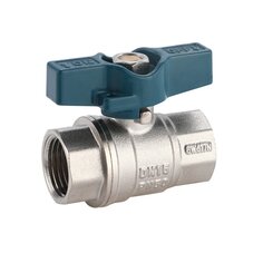 Кран шаровой 3/4", Г-Г, никель, ручка-бабочка, DN 20, никель, РМС, Люкс ГГБ-20, РМС ГГБ-20-Л