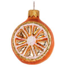 Елочное украшение Апельсин, 6 см, стекло, ФУ-61105