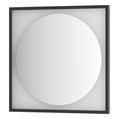 Зеркало Defesto с LED-подсветкой без выключателя 15 W теплый белый свет, черная рама 70x70 см