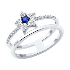 Кольцо SOKOLOV из белого золота с бриллиантами и сапфиром