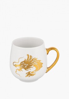 Кружка Elan Gallery 530 мл, 13,5х10,5х10,7 см, Золотой дракон на белом, NEW BONE CHINA