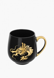 Кружка Elan Gallery 530 мл, 13,5х10,5х10,7 см, Золотой дракон на черном, NEW BONE CHINA