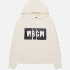 Мужская толстовка MSGM Box Maxilogo Unbrushed Hoodie, цвет бежевый, размер L