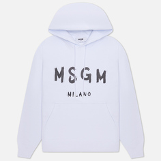 Мужская толстовка MSGM MSGM Milano Logo Brushed Hoodie, цвет белый, размер S