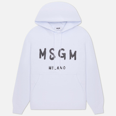 Мужская толстовка MSGM MSGM Milano Logo Brushed Hoodie, цвет белый, размер M
