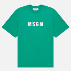 Мужская футболка MSGM Macrologo Print, цвет зелёный, размер XL