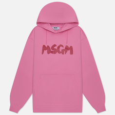 Женская толстовка MSGM New Logo Brush Hoodie, цвет розовый, размер S