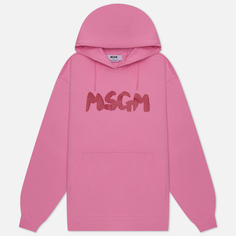 Женская толстовка MSGM New Logo Brush Hoodie, цвет розовый