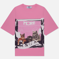 Женская футболка MSGM x Lorenza Longhi Cats, цвет розовый, размер L