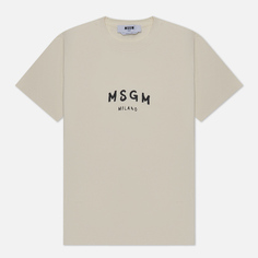Женская футболка MSGM New Spray Big Logo, цвет бежевый, размер L