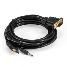 Кабель-переходник HDMI-VGA Exegate EX-HDMIM-VGAM-3.5JackS-3.0 EX294720RUS (19M/15M+3.5mm Jack M, 3м) Преобразователь цифрового HDMI сигнала в VGA виде