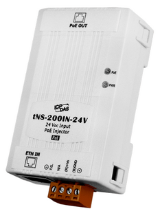 Инжектор PoE ICP DAS tNS-200IN-24V CR for 1 PoE port (uses unused pairs), 24 V input (RoHS)