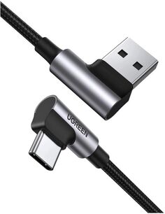 Кабель UGREEN US176 угловой USB-A to USB-C Cable (угол направо). Длина: 0,5 м. Цвет: черный