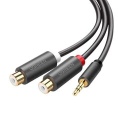 Кабель аудио UGREEN AV109 3.5mm Male to 2RCA Female Cable. Длина: 25 см. Цвет: серый