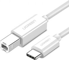 Кабель UGREEN US241 USB-C 2.0 To USB-B 2.0 Print Cable для подключения принтера. Длина: 1 м. Цвет: белый