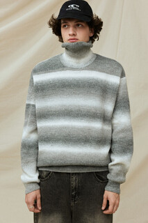 свитер мужской Свитер с горлом вязаный шерстяной в полоску Befree
