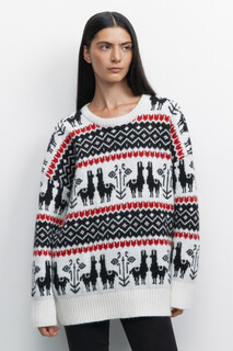 джемпер женский Джемпер oversize вязаный с принтом лопапейса Befree