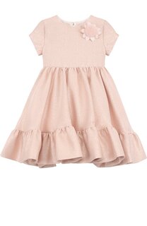 Платье с металлизированной отделкой и брошью Fendi