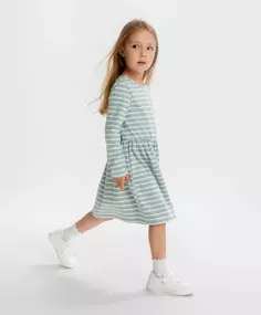 Платье с длинным рукавом в полоску Button Blue (122)