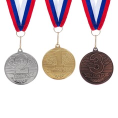 Медаль призовая 185 диам 4 см. 2 место. цвет сер. с лентой Командор