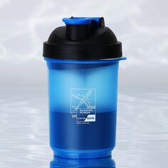 Шейкер спортивный russian power, черно-синий, с чашей под протеин, 500 мл NO Brand