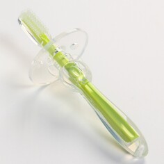 Детская зубная щетка, силиконовая, с ограничителем, цвет зеленый