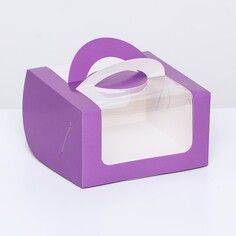 Коробка под бенто-торт с окном, сиреневый, 14 х 14 х 8 см Upak Land