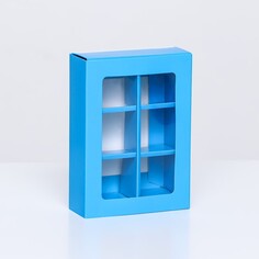 Коробка для конфет 6 шт, голубой, 13,7 х 9,85 х 3,86 см Upak Land