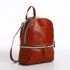 Мини-рюкзак из искусственной кожи на молнии, цвет коричневый NO Brand