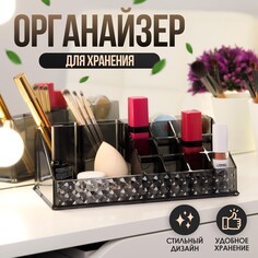 Органайзер для хранения, 16 секций, 12,5 × 21,5 × 8 см, цвет черный NO Brand