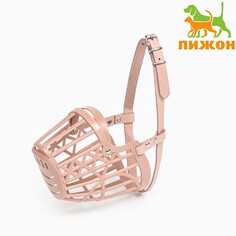 Намордник пластиковый №3 с ошейником из эко кожи ом 24 см дн 8 см ош 39-52 см Пижон