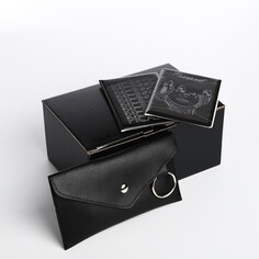 Подарочный набор, поясная сумка, две обложки для паспорта, цвет черный NO Brand
