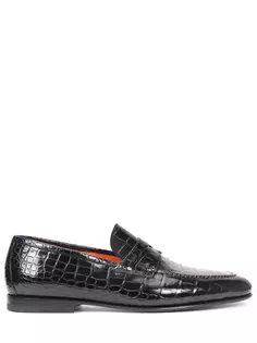 Лоферы из кожи крокодила Santoni