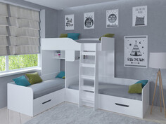 Кровати для подростков Подростковая кровать РВ-Мебель двухъярусная Трио (белый)
