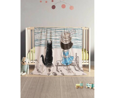 Пледы Плед JoyArty Мягкий плюшевый плед покрывало Девочка с котом на берегу реки велсофт 130х180 см