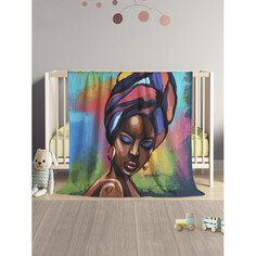 Пледы Плед JoyArty Мягкий плюшевый плед Колоритная африканка из микрофибры 130x180 см