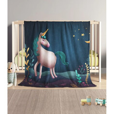 Пледы Плед JoyArty Мягкий плюшевый плед Ночной Единорог велсофт 130x180 см